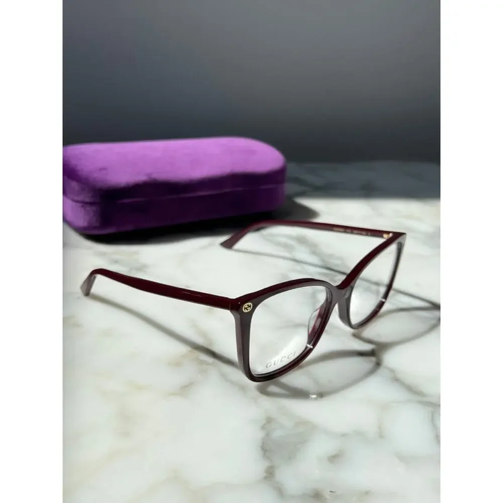 NEW Gucci GG0026O Burgundy Cat Eye Eyeglasses Frames